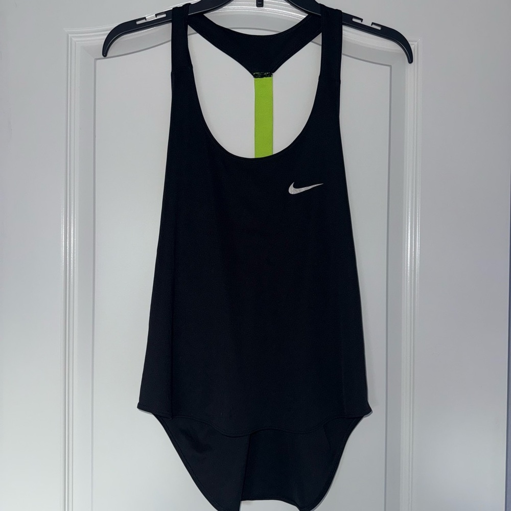 Nike Black and Yellow Asymmetrical Sleeveless Tank Top